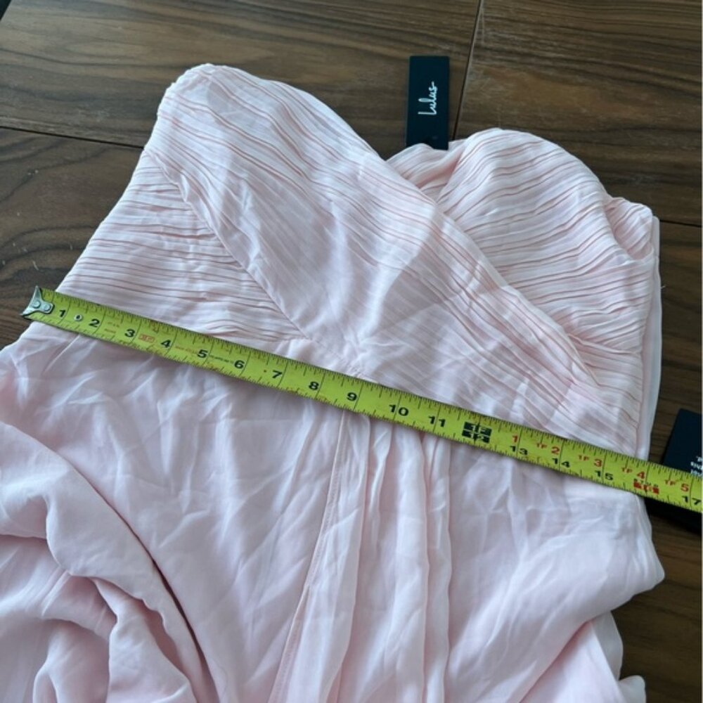 LULUS Women's Splendid Aura Chiffon Pleated Strapless Maxi Dress Size XL In Pink - Picture 7 of 12